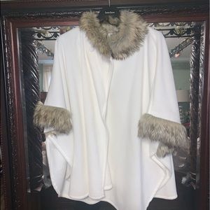 White fur pea coat